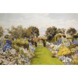 Thomas Henry Hunn (1857-1928) - The gardens at Clandon Park Watercolour Signed and dated 1910