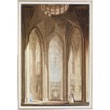 Frederick Mackenzie (1787-1854) - An abbey interior Pen and ink, watercolour Circa 1830 44.5 x 29.