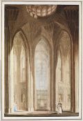 Frederick Mackenzie (1787-1854) - An abbey interior Pen and ink, watercolour Circa 1830 44.5 x 29.