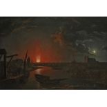 Abraham Pether (1756-1812) - The burning of The Old Drury Lane Theatre, 24th February 1809 Oil on