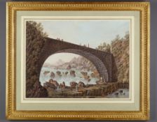 English School (late 18th Century) - The bridge at the border between France and Savoy
