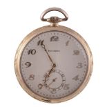 Movado, a slim 18 carat gold keyless lever watch with Art Deco motifs  Movado, a slim 18 carat