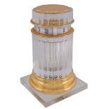Baccarat, Hour Lavigne, a glass and gilt metal column clock  Baccarat, Hour Lavigne, a glass and