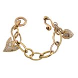 A 22 carat and 18 carat gold diamond and gem set charm bracelet by Tom McEwan  A 22 carat and 18