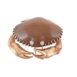 A tiger's eye and diamond crab brooch by Mauboussin, the crab with a tiger  A tiger's eye and