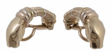 A pair of Panthere ear clips by Cartier, each clip designed as a polished...  A pair of Panthere ear