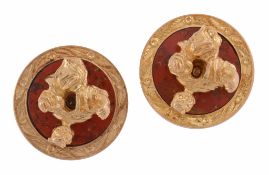 A pair hardstone stud ear clips of Madonna De Port Lligat after Salvador Dali  A pair hardstone stud