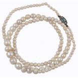 A single row of pearls, the one hundred and thirty seven graduated pearls...  A single row of