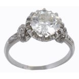 A diamond single stone ring, the old brilliant cut diamond weighing 2  A diamond single stone ring,