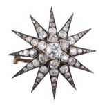 A Victorian diamond star brooch, circa 1880  A Victorian diamond star brooch,   circa 1880, the