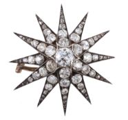 A Victorian diamond star brooch, circa 1880  A Victorian diamond star brooch,   circa 1880, the