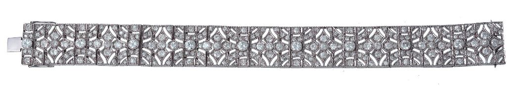 An Art Deco diamond panel bracelet, circa 1935  An Art Deco diamond panel bracelet,   circa 1935,