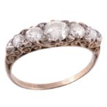 A late Victorian five stone diamond carved half hoop ring, circa 1900  A late Victorian five stone