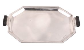 An Art Deco silver canted-rectangular tray, maker's mark K&L , Birmingham 1935  An Art Deco silver