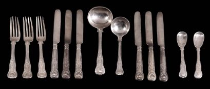 A collection of Irish silver King's pattern flatware and cutlery A collection of Irish silver King's