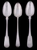 A pair of George III silver fiddle pattern gravy spoons by Peter & William...  A pair of George