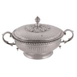 An Edwardian silver twin handled bowl and cover by George Nathan & Ridley Hayes  An Edwardian silver