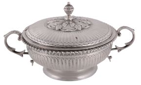 An Edwardian silver twin handled bowl and cover by George Nathan & Ridley Hayes  An Edwardian silver