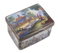 An unusual enamel small rectangular snuff box, circa 1765-1770, probably German  An unusual enamel