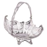 A silver shaped oval basket, maker's mark worn, London 1919, Rd. no  A silver shaped oval