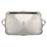 An electro-plated twin handled rectangular tray by William Hutton & Sons  An electro-plated twin