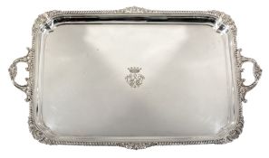 An electro-plated twin handled rectangular tray by William Hutton & Sons  An electro-plated twin