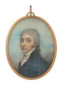 Andrew Plimer Portrait of a gentleman wearing a blue/green coat and a...  Andrew Plimer (1763-