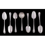 A set of six George III silver Old English feather-edge pattern table spoons...  A set of six George