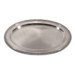 A late George III silver large oval meat plate by Henry Nutting, London 1811  A late George III