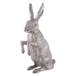 A German silver model of a seated hare by B  A German silver model of a seated hare by B.
