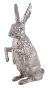 A German silver model of a seated hare by B  A German silver model of a seated hare by B.