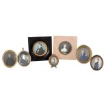 A group of seven portrait miniatures, including  A group of seven portrait miniatures,