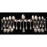 A collection of fiddle pattern flatware, comprising  A collection of fiddle pattern flatware,