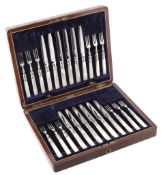 A set of twelve electro-plated fruit knives and forks by Allen & Darwin  A set of twelve electro-