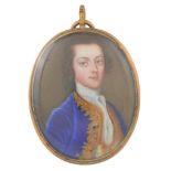 Andreas Henry Groth Portrait of a gentleman in a blue coat Enamel Engraved...  Andreas Henry