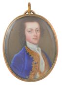 Andreas Henry Groth Portrait of a gentleman in a blue coat Enamel Engraved...  Andreas Henry