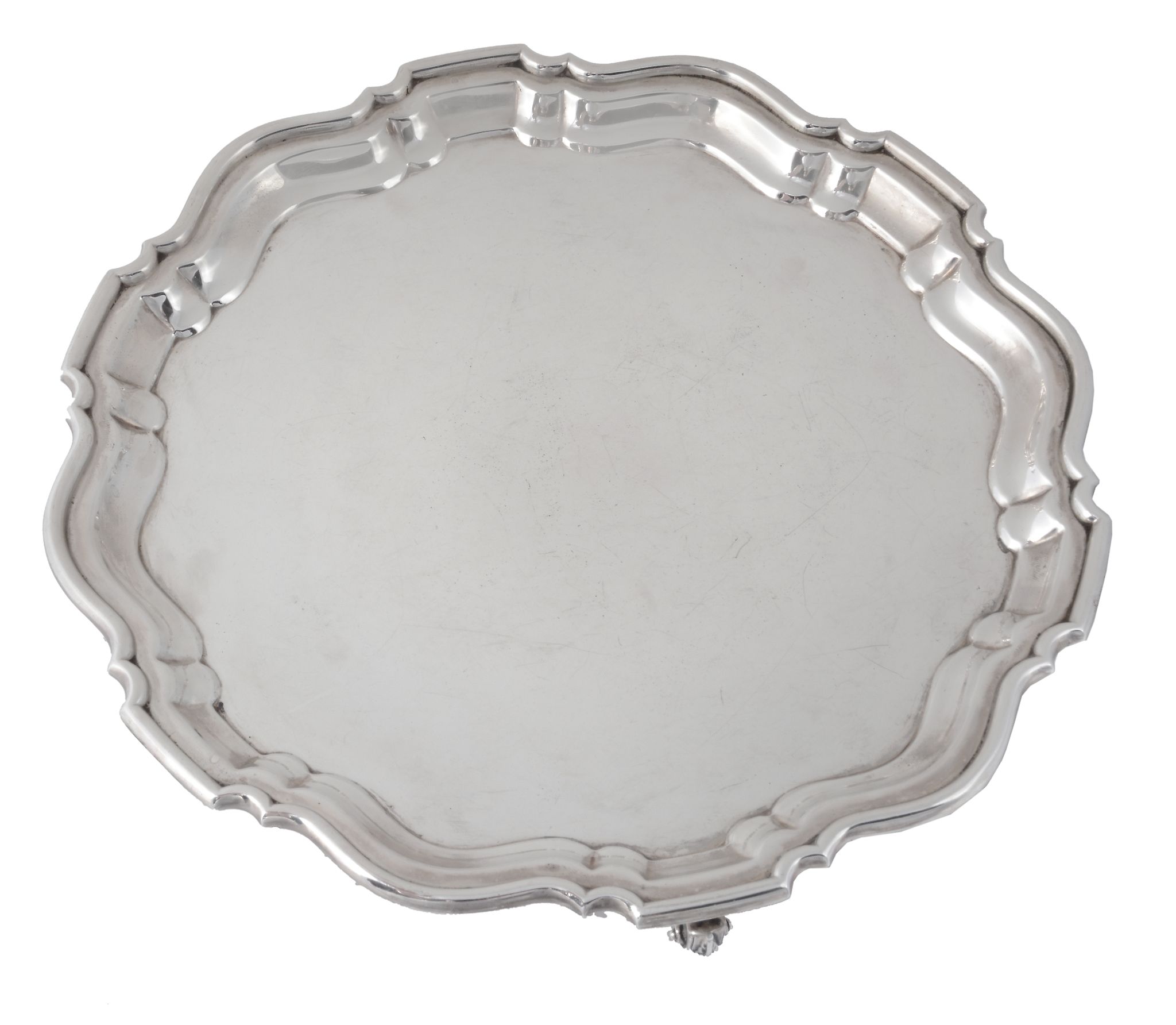 A silver shaped circular salver by Ellis Jacob Greenberg, Birmingham 1922  A silver shaped