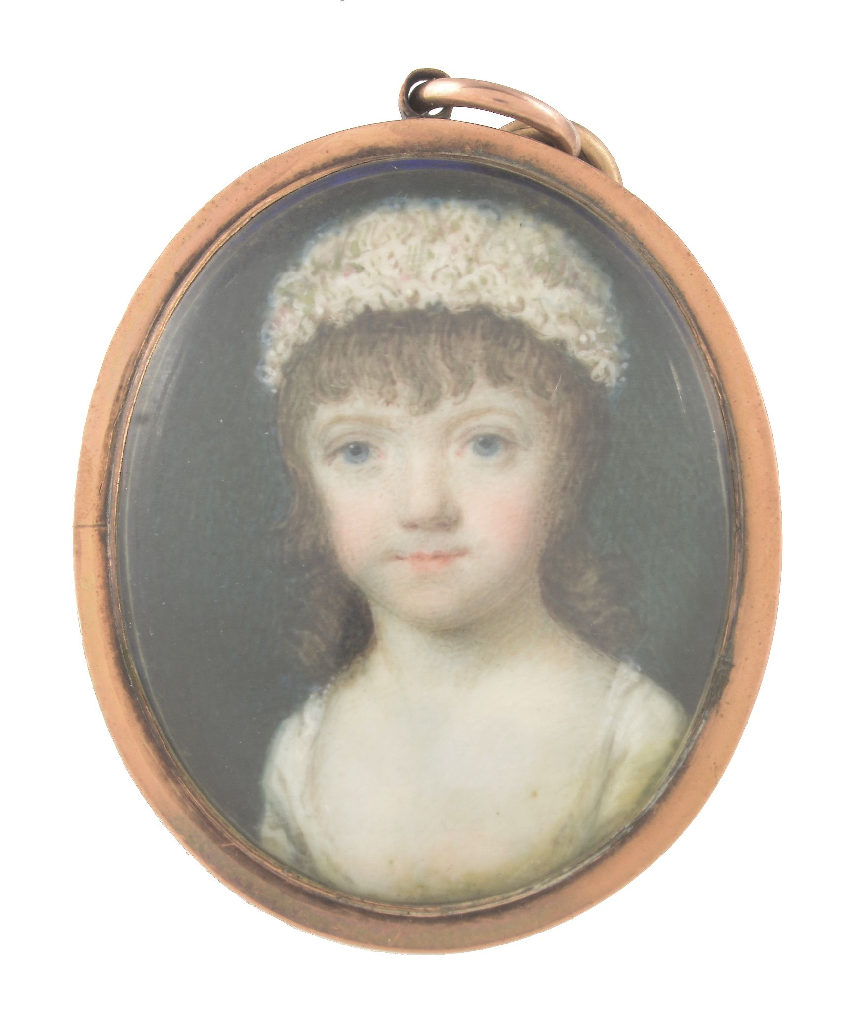 Samuel Shelley Portrait of a little girl with white dress and cap...  Samuel Shelley (1750 1808)