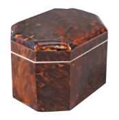 A late Victorian tortoiseshell canted-rectangular box, circa 1900  A late Victorian tortoiseshell