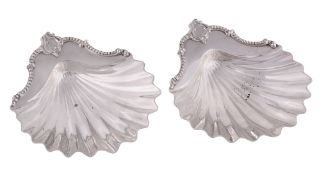 A pair of William IV silver butter shells by Robert Hennell III, London 1834  A pair of William IV