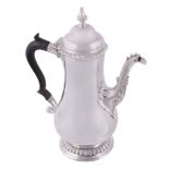 An early George III silver baluster coffee pot, maker's mark W  An early George III silver