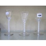 Three 18th Century drinking glasses with opaque twist stems -3