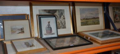A quantity of assorted prints and pictures to include landscape watercolours, maps, Oriental