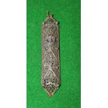 A 19th Century Jewish Mezuzah pendant, silver filigree, marked 800 with scroll attached to reverse,