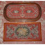 Two Victorian beadwork teapot stands, in mahogany frames -2