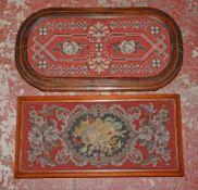 Two Victorian beadwork teapot stands, in mahogany frames -2