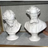 Two 19th Century Parian busts, 21.5cm high approx. (AF)