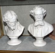 Two 19th Century Parian busts, 21.5cm high approx. (AF)