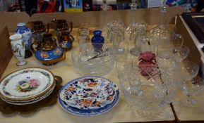 A quantity of decorative ceramics and glass to include a small selection of copper lustres