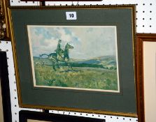 Lionel Edwards (1878-1966) 'Moorland Gallop' Colour print 19.5cm x 27.5cm. Best Bid